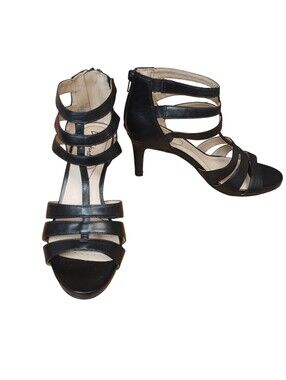 Life Stride Black Strappy Mid-Heel Sandals Size 8.5